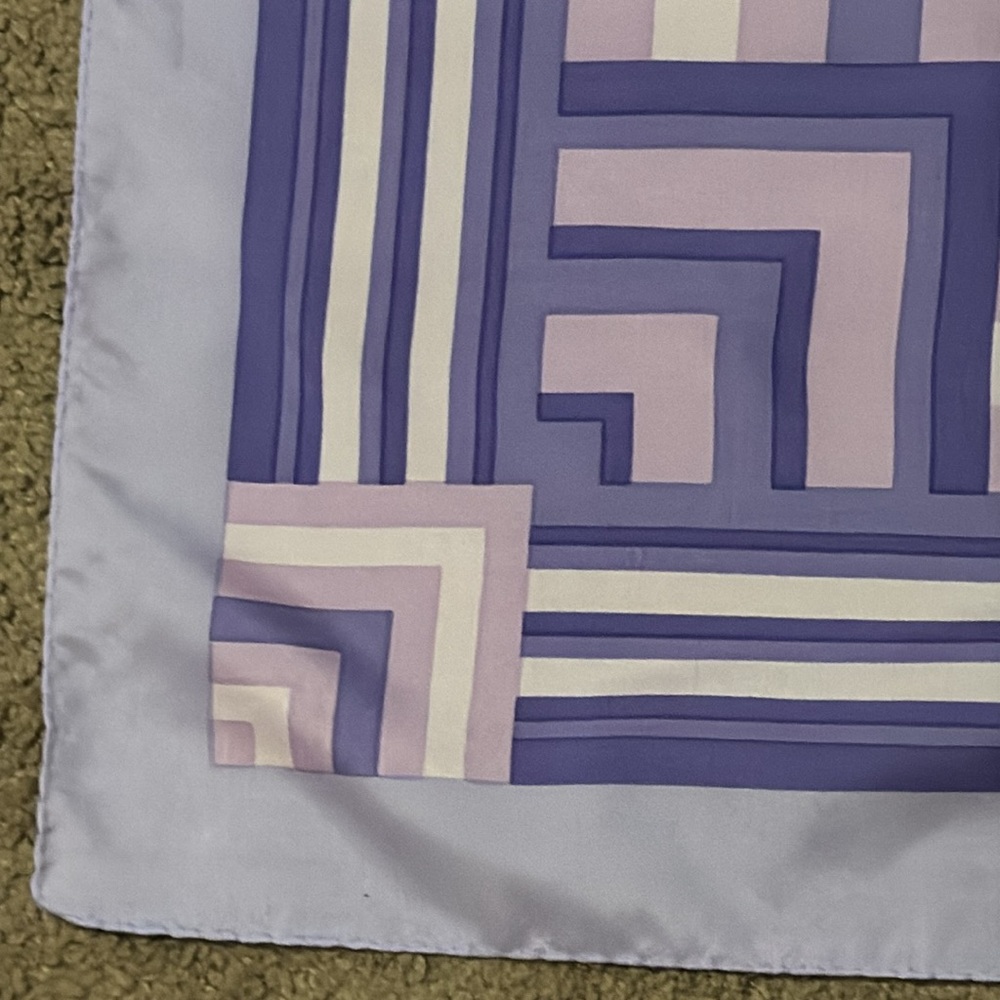 EUC Vintage MCM Geo Print Scarf-Square-Purple Shades-Polyester - Picture 10 of 14